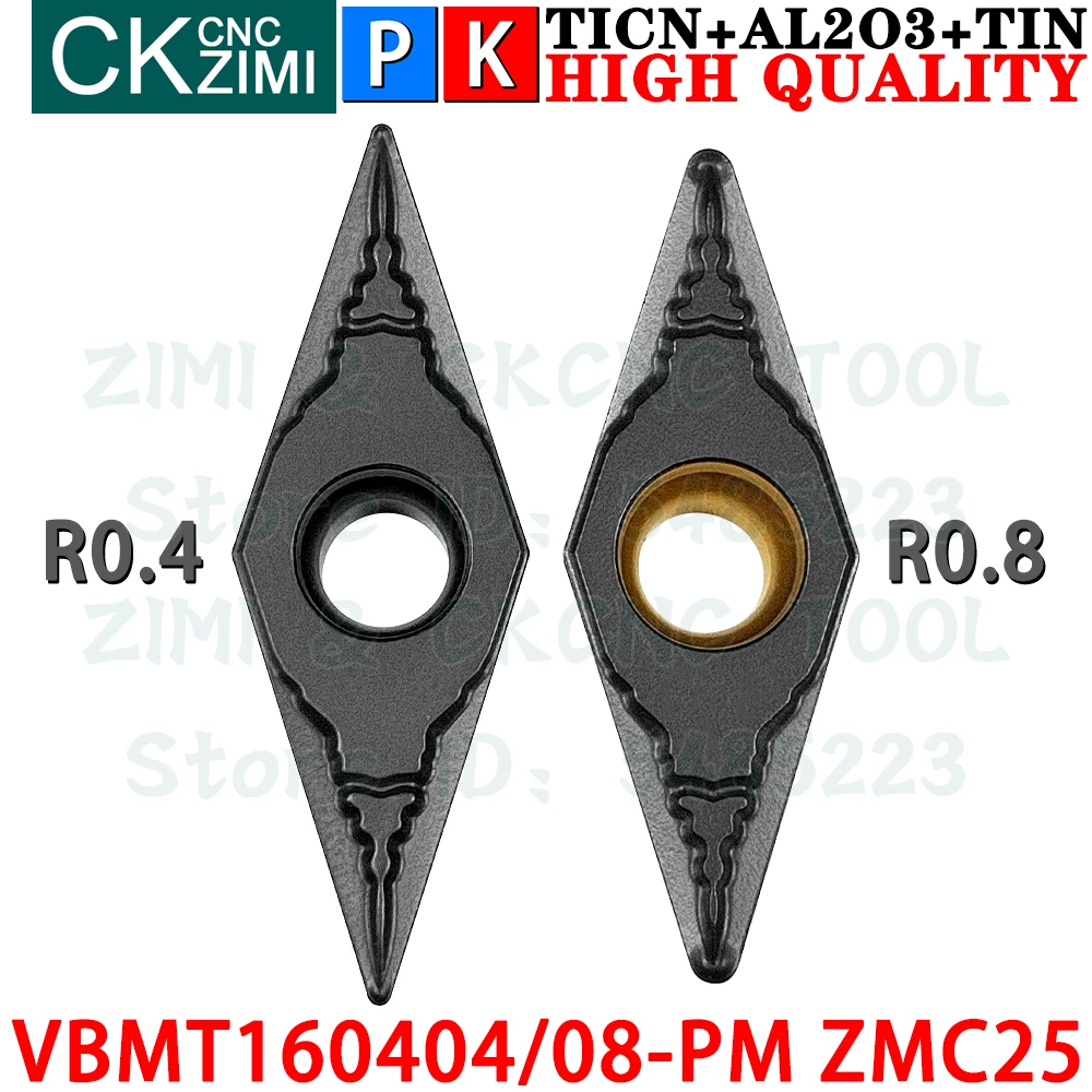 VBMT160404-PM ZMC25 VBMT160408-PM ZMC25 Insertos de carburo Herramientas de insertos de torneado externo Herramientas de torno de metal mecánico VBMT1604 VBMT 1604 CNC Herramientas de corte para acero