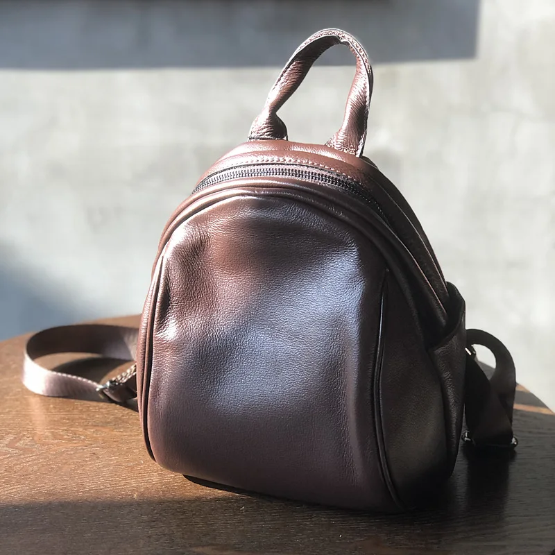 Johnature Genuine Leather Backpack Simple Women Bag 2024 New Korean Versatile Natural Soft Cowhide Solid Color Travel Backpacks