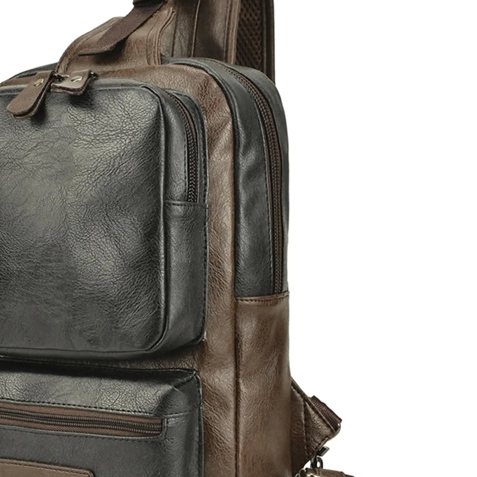 Men's Sling Bag PU Leather with USB Charging Port One Strap Backpack Messenger Bag Waterproof Shoulder Bag for Outdoor Business