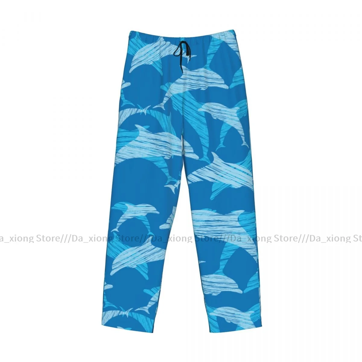 Men\'s Sleepwear Loose Sleep Pants Pajamas Dolphins Pattern Long Lounge Bottoms Casual Homewear