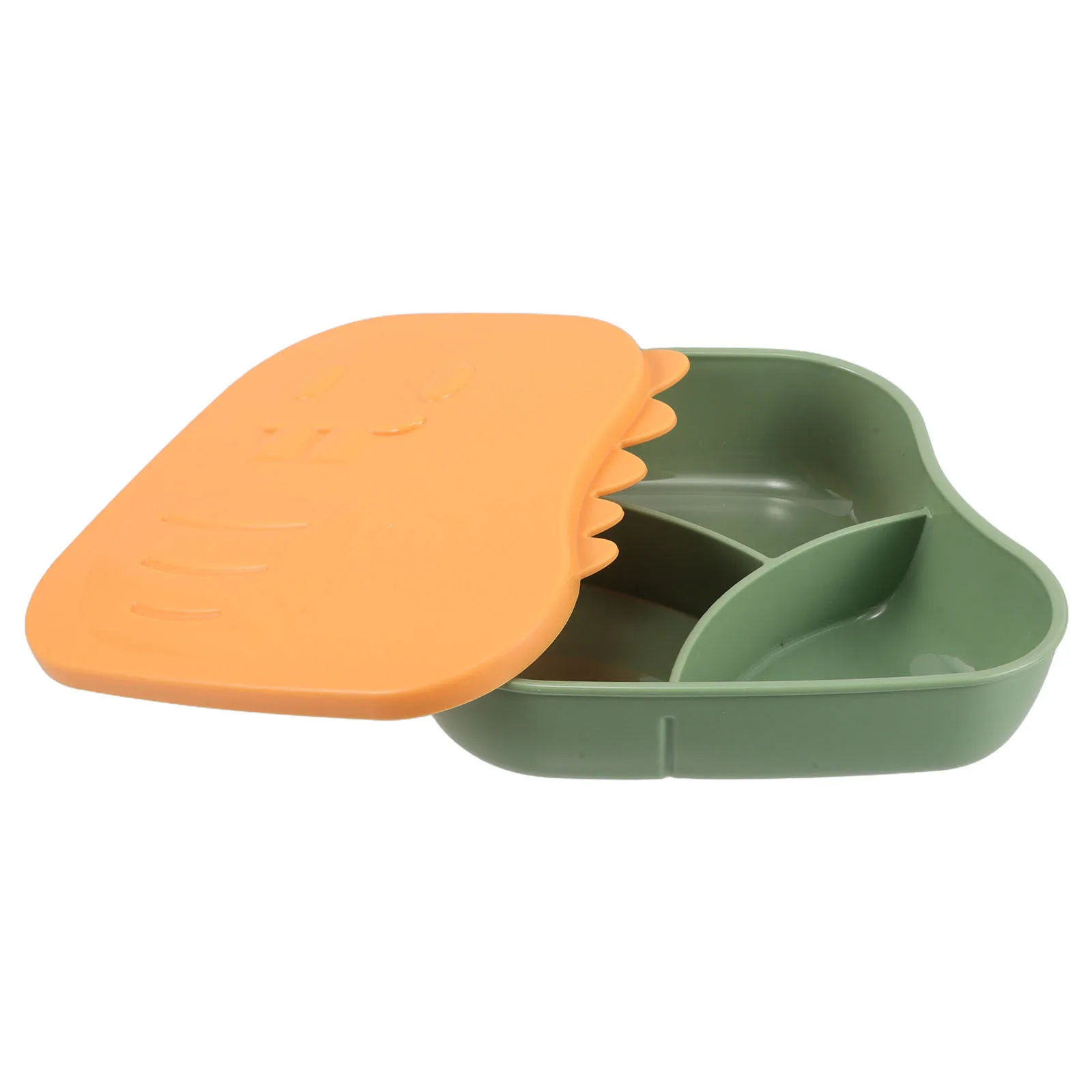 أطباق مقسمة للأطفال بتصميم حيوانات كرتونية، قاعدة شفط غير قابلة للكسر وقابلة لإعادة الاستخدام، مجموعة أواني طعام للأطفال الصغار باللون البرتقالي #2