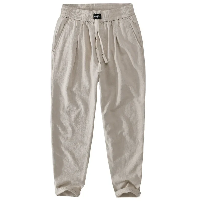 

Spring/Summer Thin Elastic Waist Drawstring Casual Pants for Men's Straight Leg Loose and Versatile Long Pants