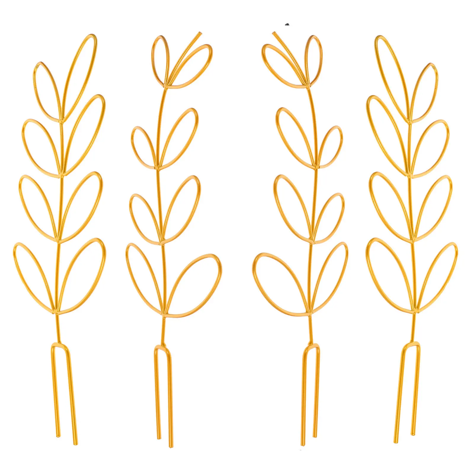 4Pcs Leaf Shape Metal Garden Trellis 12 Inch Climbing Plant Stakes Indoor Potted Supports for Vining Plants Houseplant