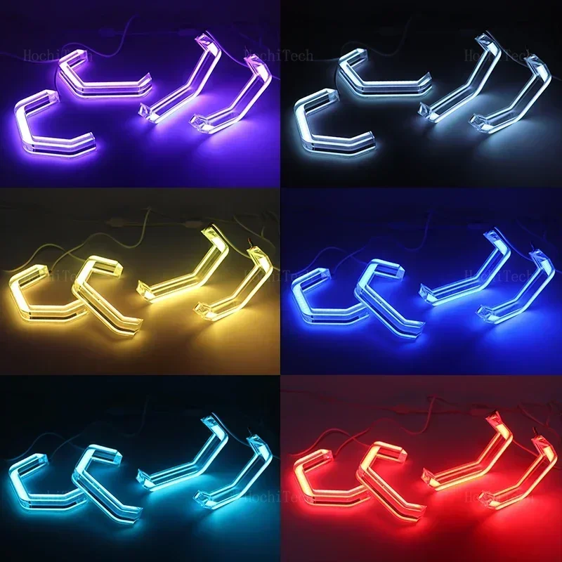 RGB متعدد الألوان M4 نمط حلقات الضوء APP التحكم DRL LED عيون الملاك عدة ل Volkswagen VW Polo 5 6R 6C CrossPolo Vento Gol