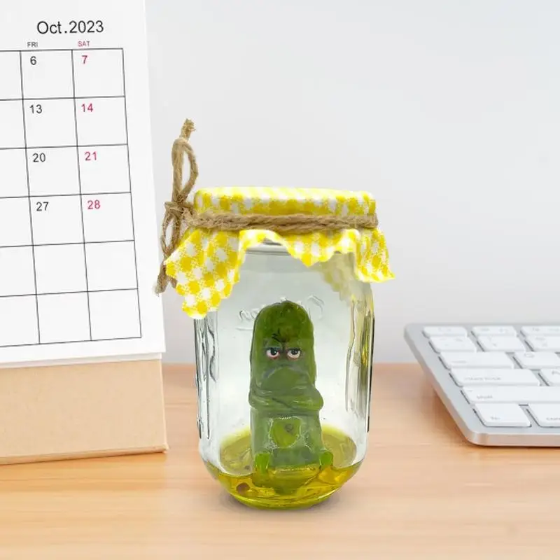 Pickle Jar Decoration Handmade Cute Emotional Support Pickle Funny Small Glass Pickle Jar Emotional Support Pickle Stylish