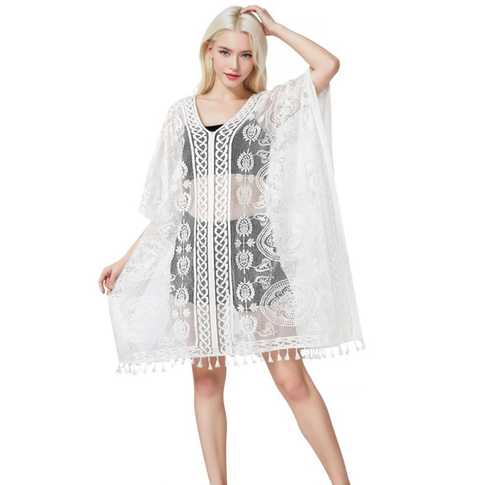 Casual Transparent Swimsuit Cover Up Plus Size Breathable Bohemian Shawl Lightweight Quick Dry Beach Cover Up Casual Wear