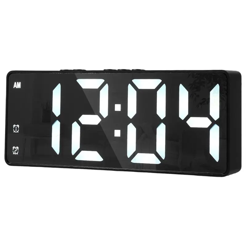 

SHGO-Цифровой будильник, дисплей 12/24 часа, голосовое управление, температура, повтор, ночной режим, регулируемая яркость, светодиодные часы, без батареи