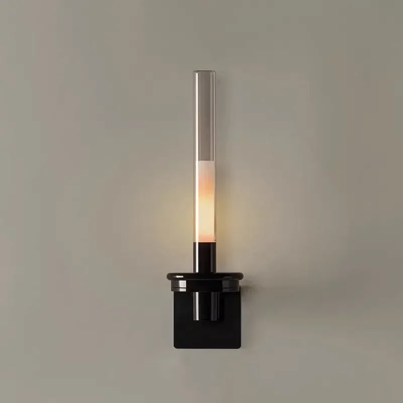 الإسبانية الإبداعية الراقية الحديد الفن وحدة إضاءة LED جداريّة مصباح شفاف طويل أنبوب الزجاج عاكس الضوء المطبخ غرفة نوم بهو غرفة المعيشة الشمعدانات