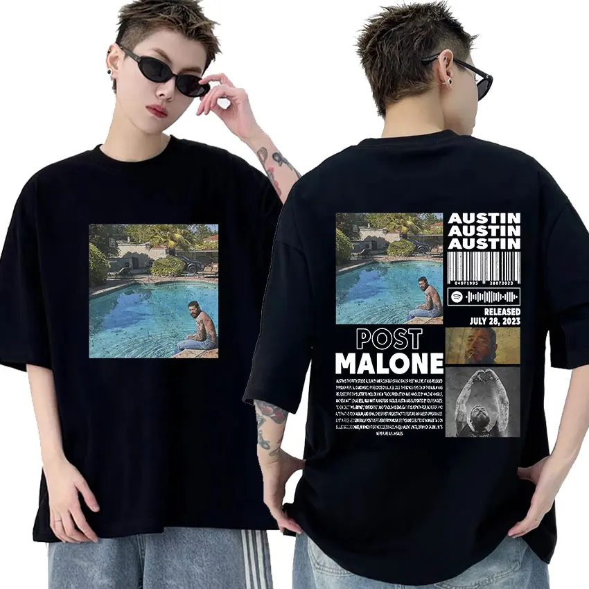 Rapper P-Posts M-Malones Graphic T Shirts Men's Hip Hop Vintage Short Sleeve T-shirt Man 100% Cotton Oversized Tshirt Streetwear