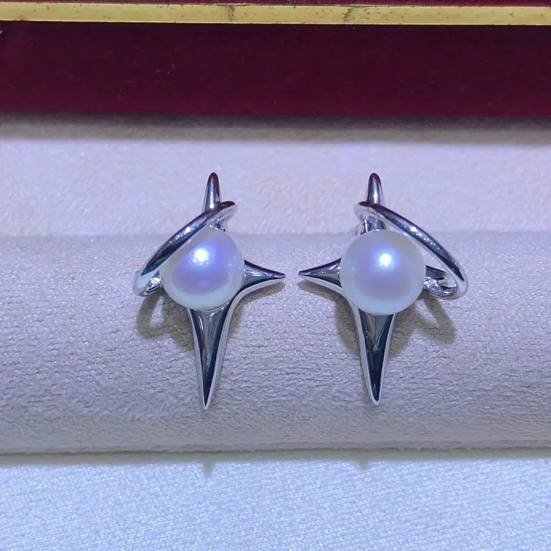 Wholesale S925 Sterling Silver Earrings Mount Findings Settings Base Mounting Parts Accessory for 3-7mm Pearls 5 pairs/lot