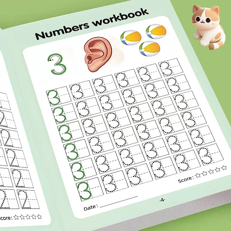 Kids Number Practice Workbook 0-100, Cartoon Crocodile Themed Digit Tracing & Visual Object Matching , Classroom Activities