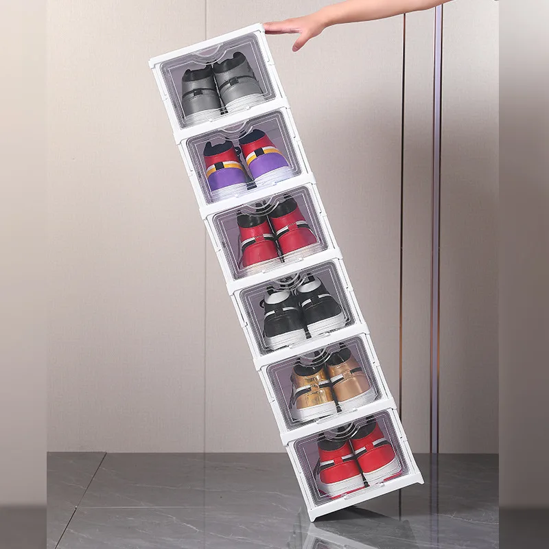 Transparent Plastic Shoe Cabinet Drawer, Folding Space-Saving Artifact, Shoes Storage Rack