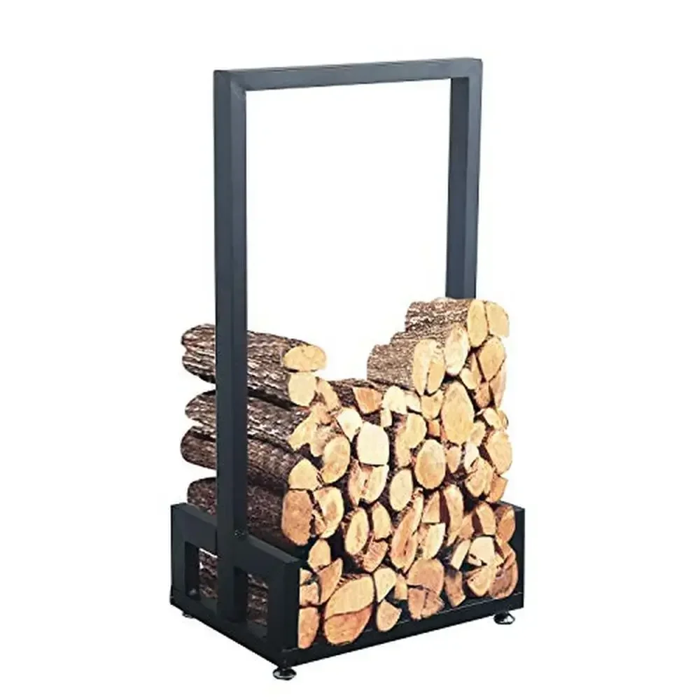 

Rustic Firewood Log Rack Indoor Outdoor Wrought Iron Holders Heavy Duty Home Fireplace Decor Industrial Design Easy Install