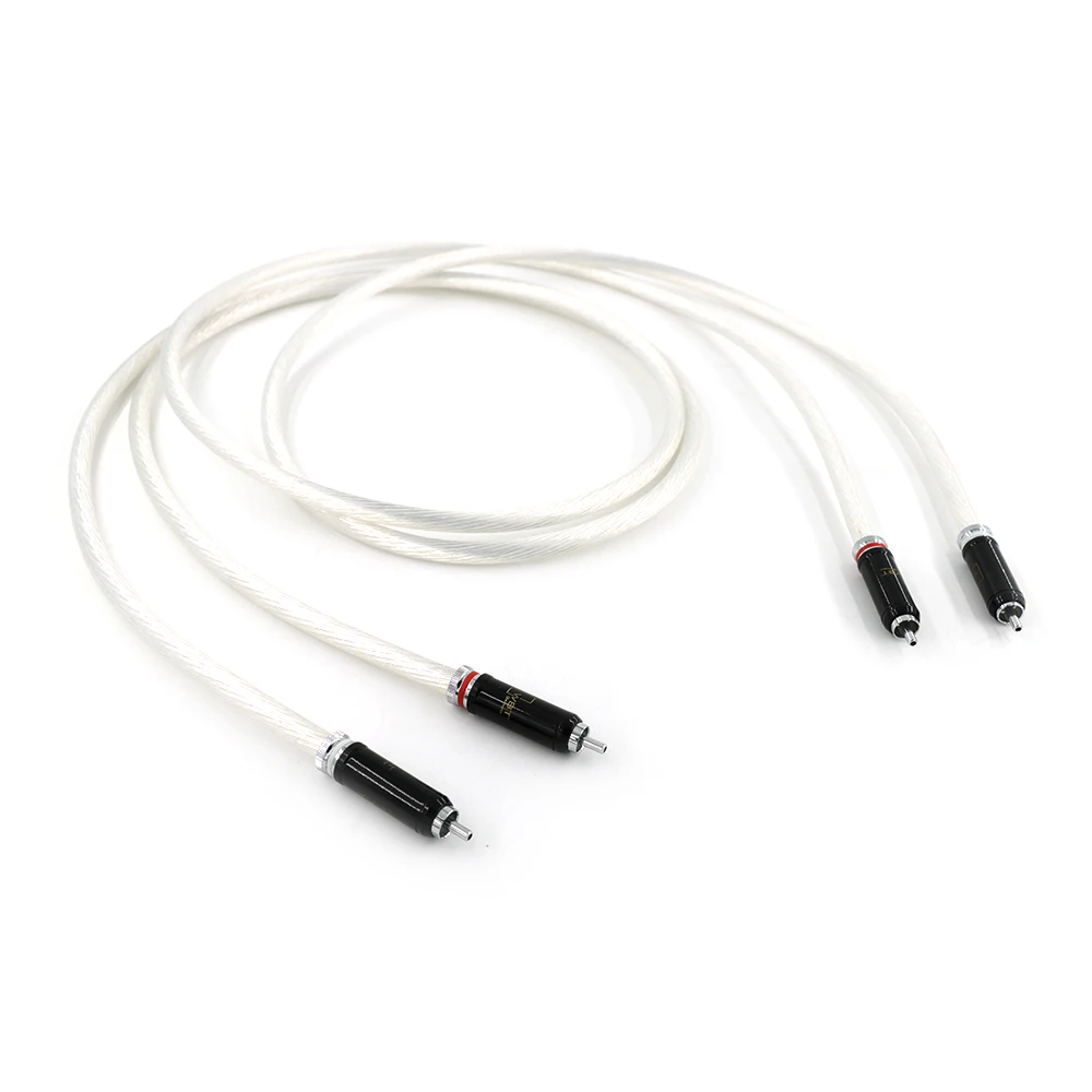 Dutch Imported 5NOCC Fever Single Crystal Silver Double Lotus Plug RCA Signal Cable Audio Amplifier Connection Audio Cable