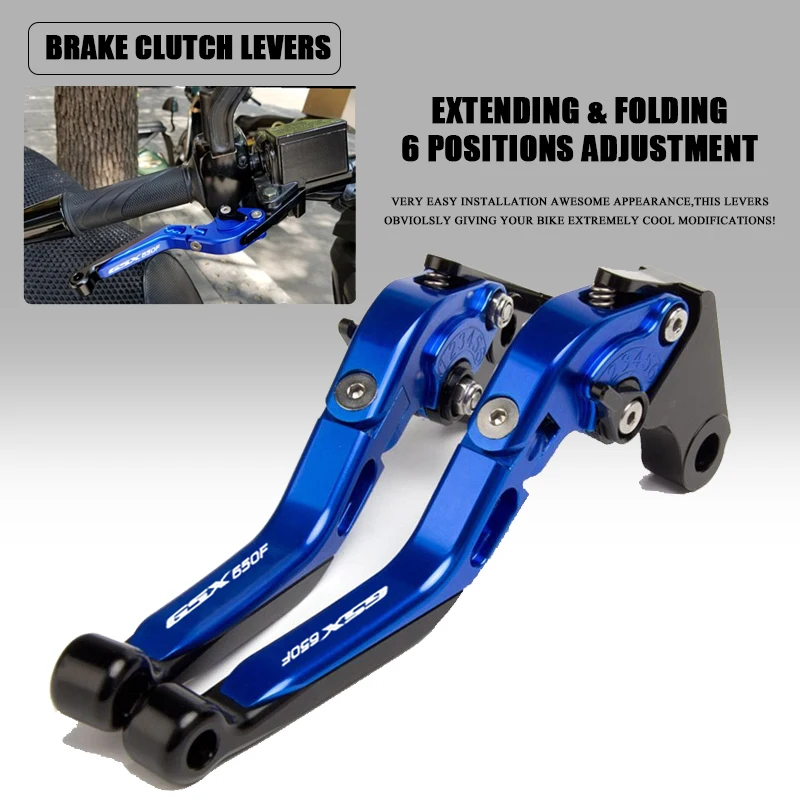 

CNC Foldable Clutch Brake Levers FOR GSX650F 2008-2015 6 Adjustable Positions Extendable Aluminum No Modification Needed