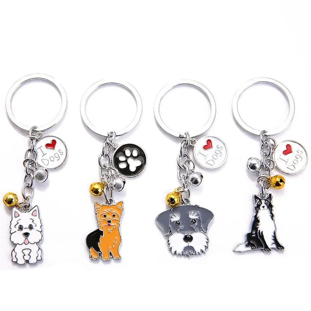 1 PCS Cute Pet Keychain Creative Enamel Teddy Dog Hanging Pendant Creative Lovely Golden Retriever Keyring