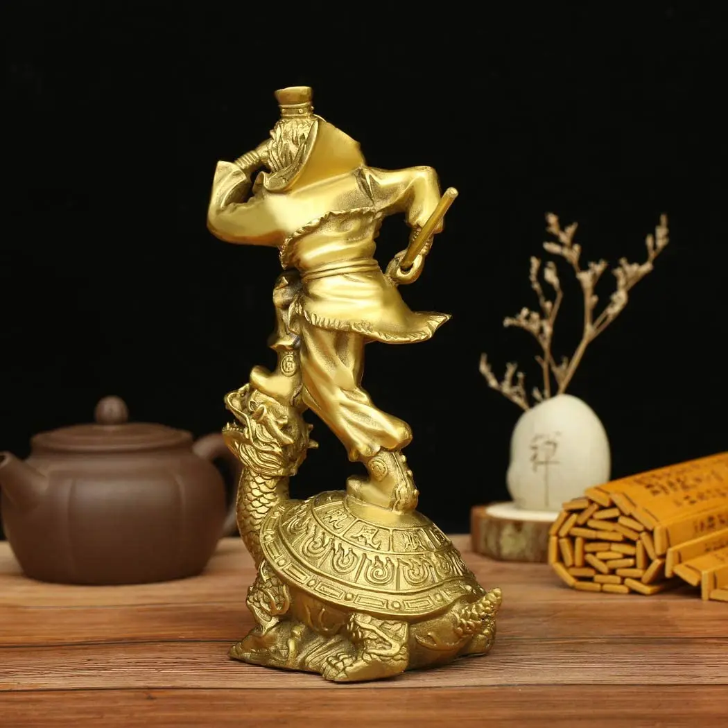 BRABUD Chinese Mythology Figure Sun Wukong Statue Monkey King with Dragon Turtle Figurine Home Office Table Decoration Collectio