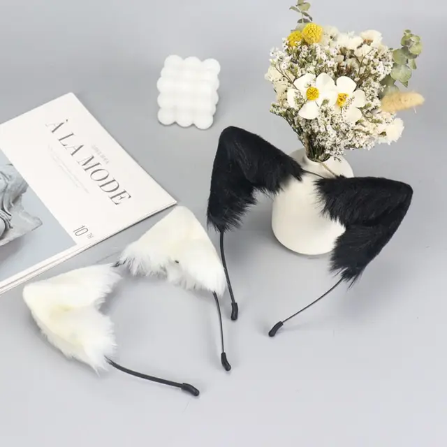 1PC śliczne pluszowe lisie uszy kota gotycka opaska na głowę Lolita uszy zwierząt nakrycia głowy futrzane sztuczne Cosplay akcesoria do włosów