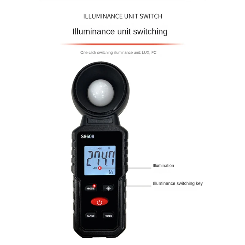 200,000Lux Meter Luxmeter Lighting Intensity Brightness Measurement Tool Easy To Use