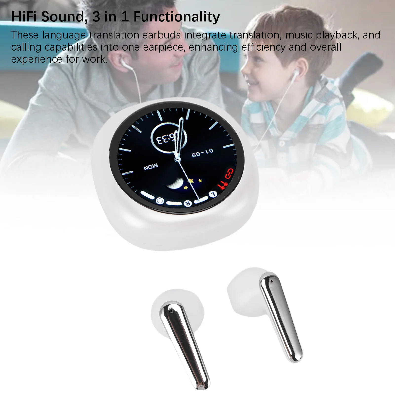 Auricolari per traduzione AI APP in tempo reale Batteria a lunga durata 133 lingue Auricolari per traduzione Wireless Bluetooth 5.4 per le aziende