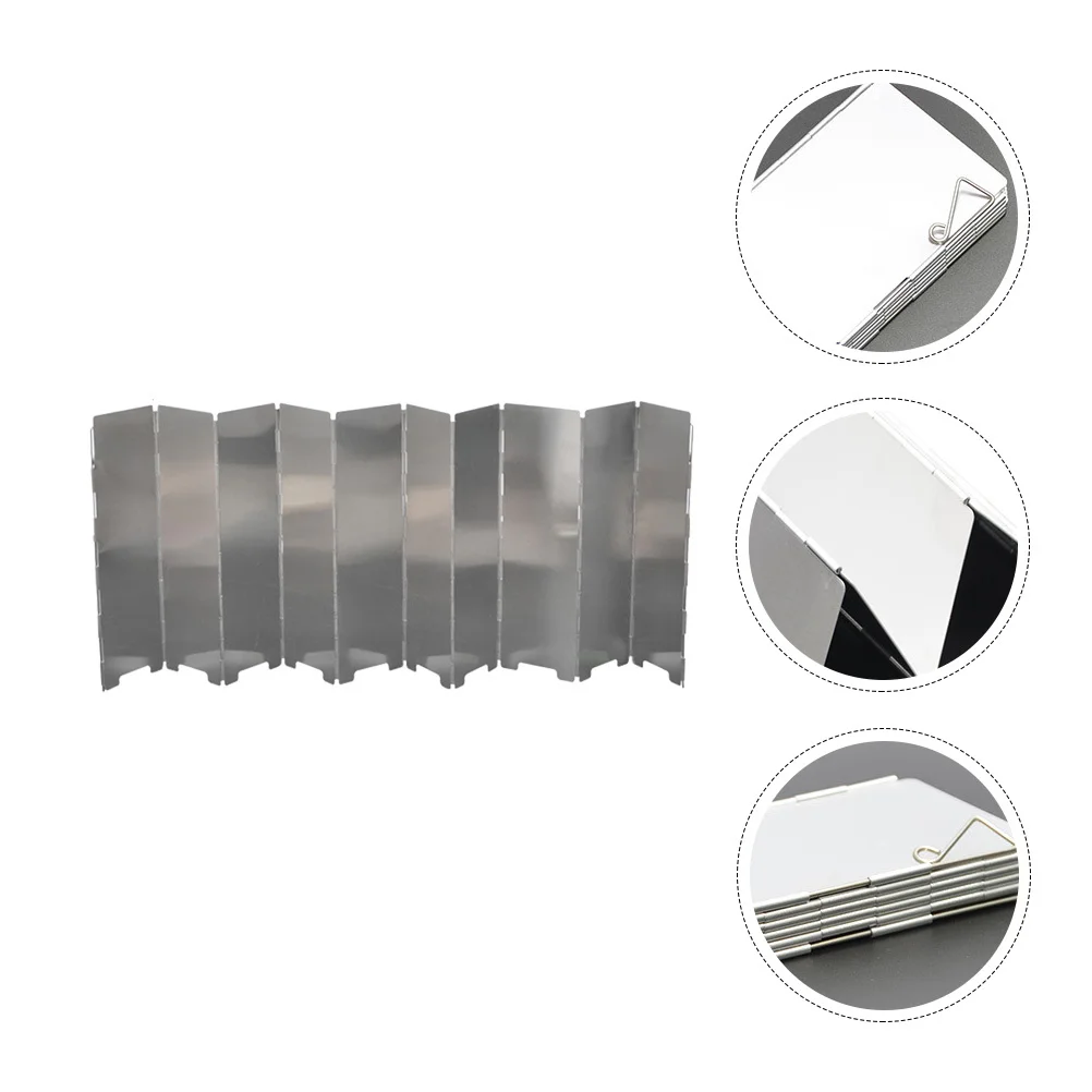 

Portable Stove Windscreen Aluminum Folding Camping Windshield Outdoor Travel Lightweight With Storage Container
