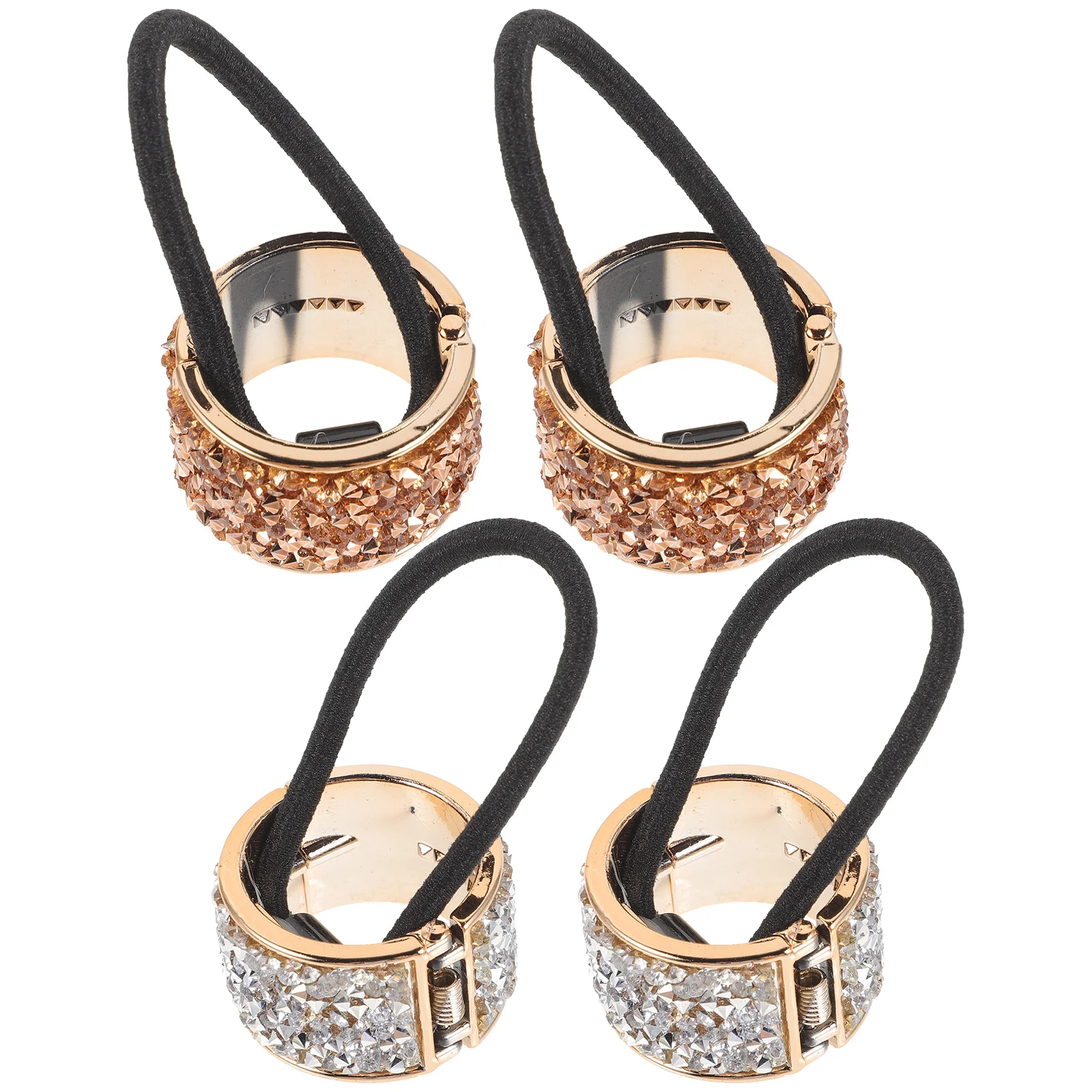 

4pcs Ponytail Buckle Hair Ties Rhinestone Design Styling Accessories for Daily Life Halloween Costume Parties Masquerades