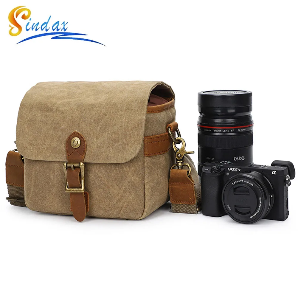 

Vintage Dslr Camera Bag Waterproof Canvas Bag Camera Shoulder Bag Sony Canon Micro Single Messenger Bag With Intermediate Pad