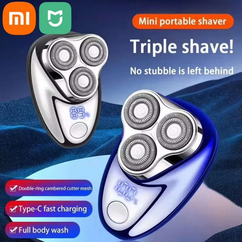 Xiaomi Mini Electric Shaver Portable Beard Knife TYPE-C Charging Three-Head Shavers Men Face Body Razor Digital Power Display