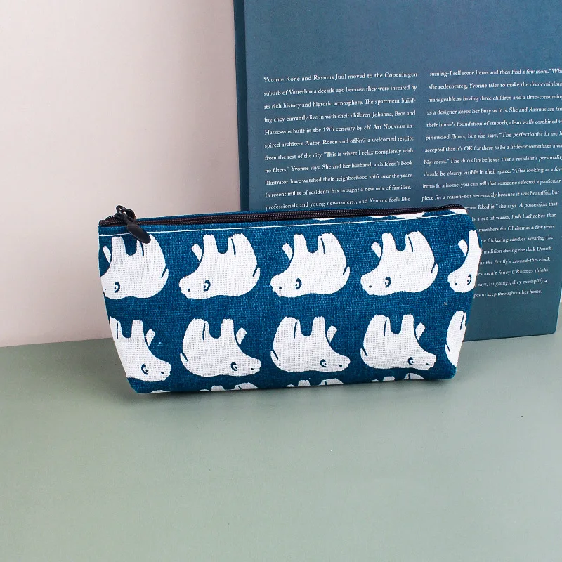 

20pcs Purses Whale Bear Tree Printing Cotton Linen Large Capacity Pencil Bag