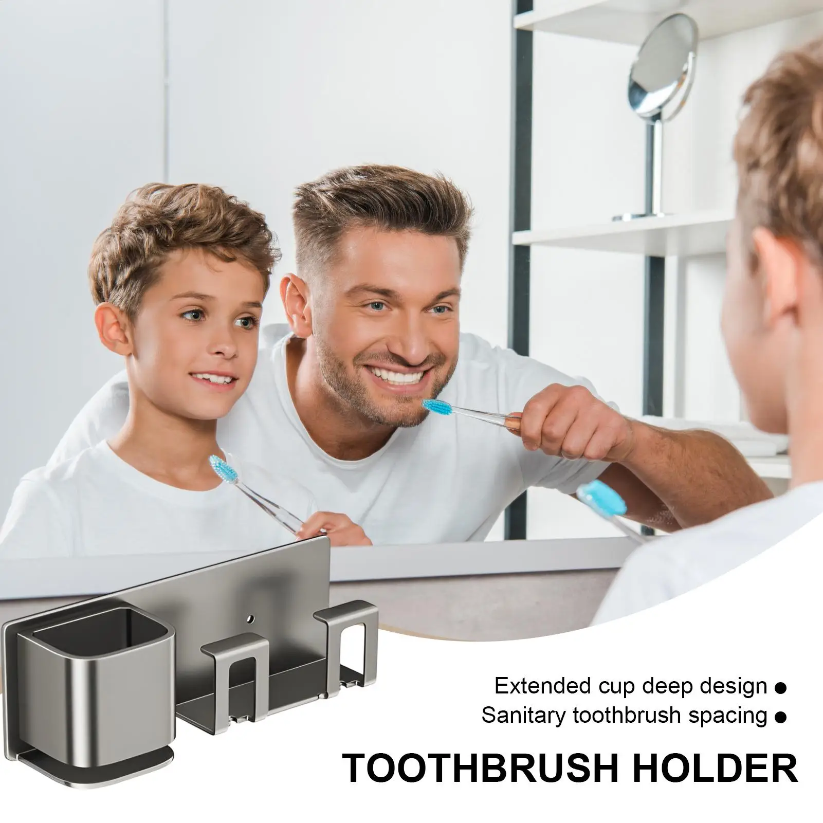 

Настенный держатель для зубных щеток и стаканов без сверления, настенная подставка для стаканов для полоскания рта и зубных щеток, органайзер для хранения для дома и ванной комнаты