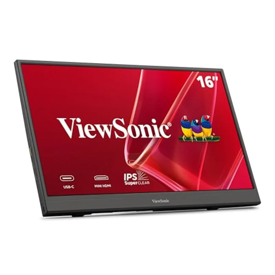 VA1653 16 Inch Portable Monitor, IPS Display with Eye Care for Easy Second Screen Productivity, Built-in Stand, USB-C, Mini HDM