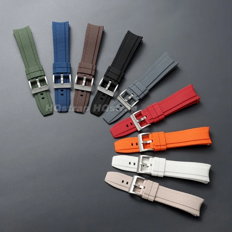 FKM-Gummi-Uhrenarmband mit gebogenem Ende, 20/21/22 mm, strukturierte Oberfläche, hochwertiges Fluorkautschuk-Armband für Seiko und Rolex, Schnellverschluss. – Detail 7