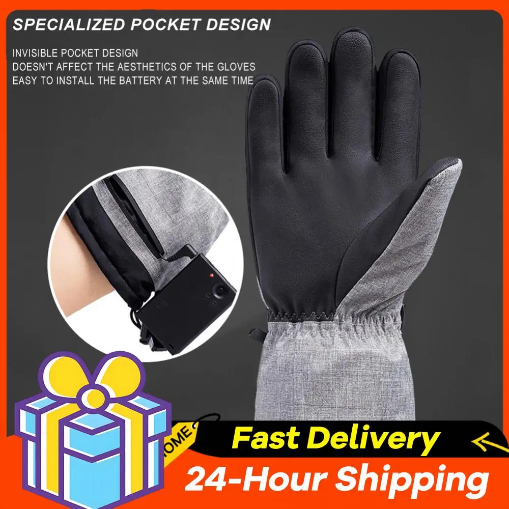 

Водонепроницаемые умные зимние перчатки с подогревом, перчатки с электрическим подогревом для езды на мотоцикле, катания на лыжах на открытом воздухе (серые перчатки и батарейный отсек)