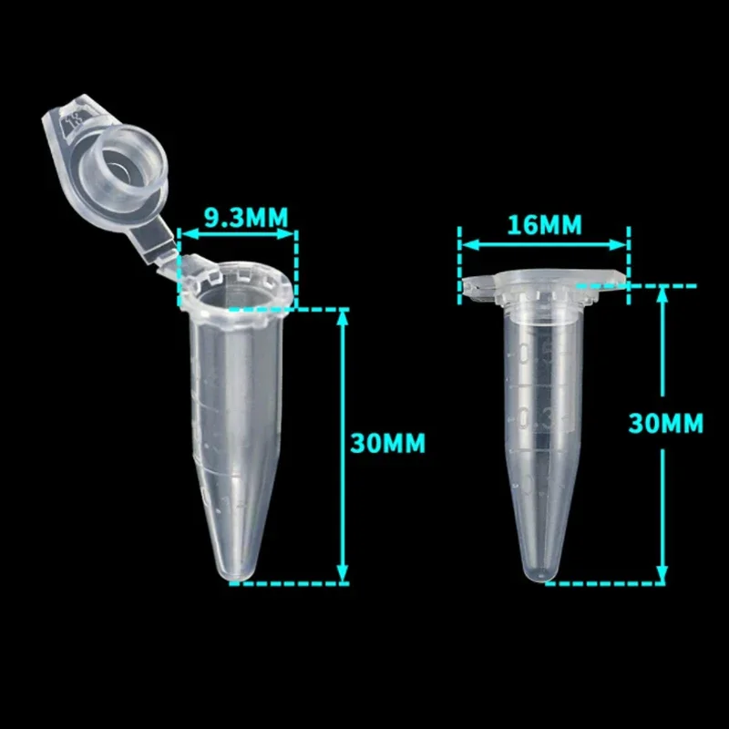 50/100/300pcs 0.2ML, 0.5ML, 1.5ML With Scale Lab centrifugal tubes with pointed bottom and cap Centrifuge Tubes Vial