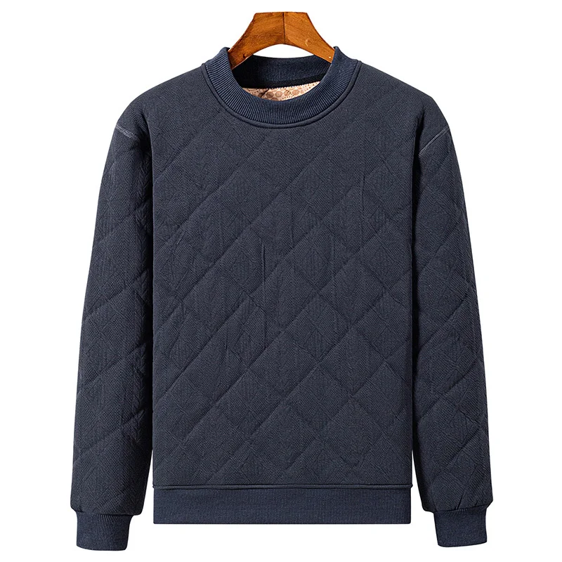 Winter Men's Long Sleeve T-shirt Fleece Lined Thickened Velvet Warm Pullover Tops Solid Color Round Neck Base Shirt Casual Tees view 5