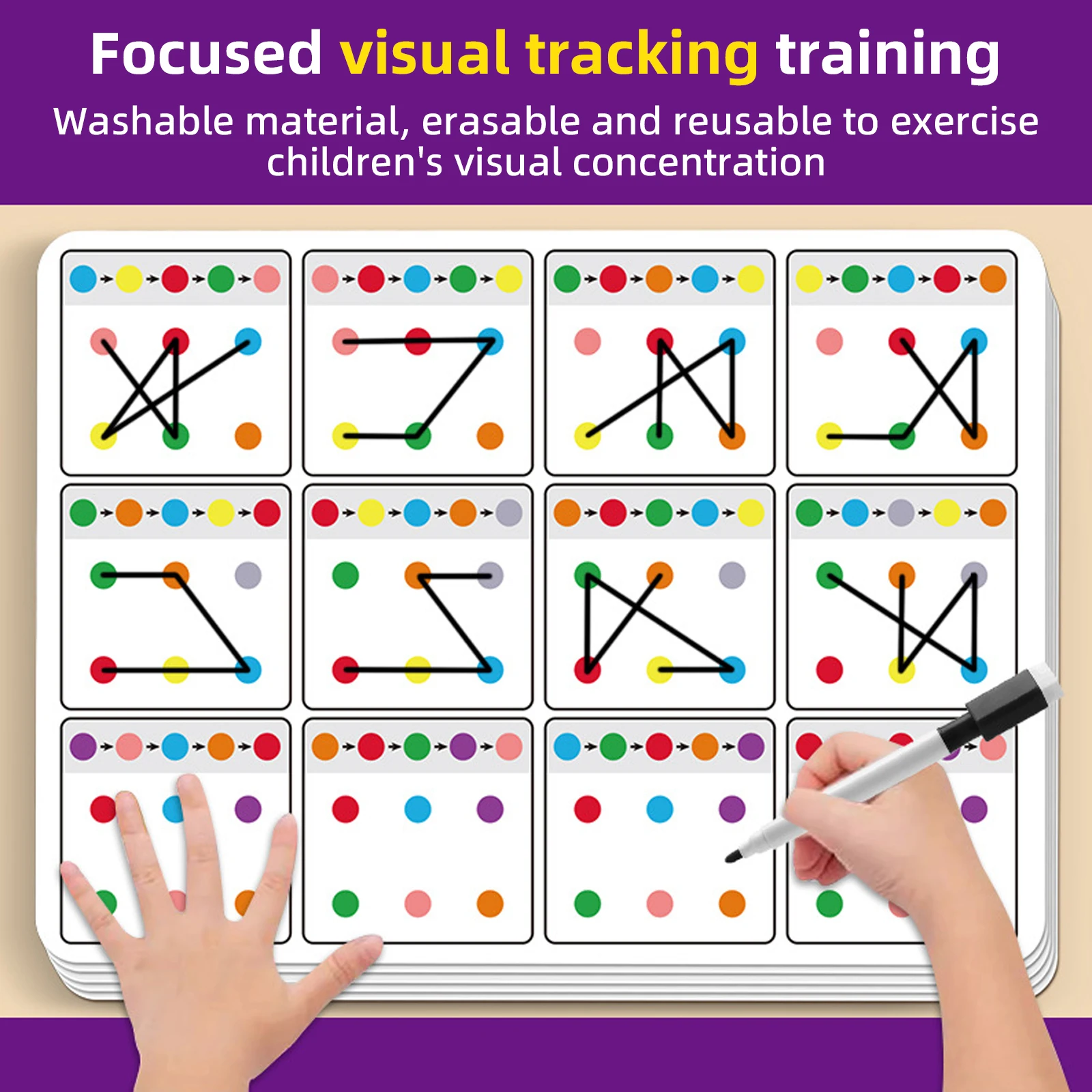 Numers Color Tracking Games Cards Puzzles Lining By Dot Kids Visual Concentration Training Children Early Pen Holding Educati