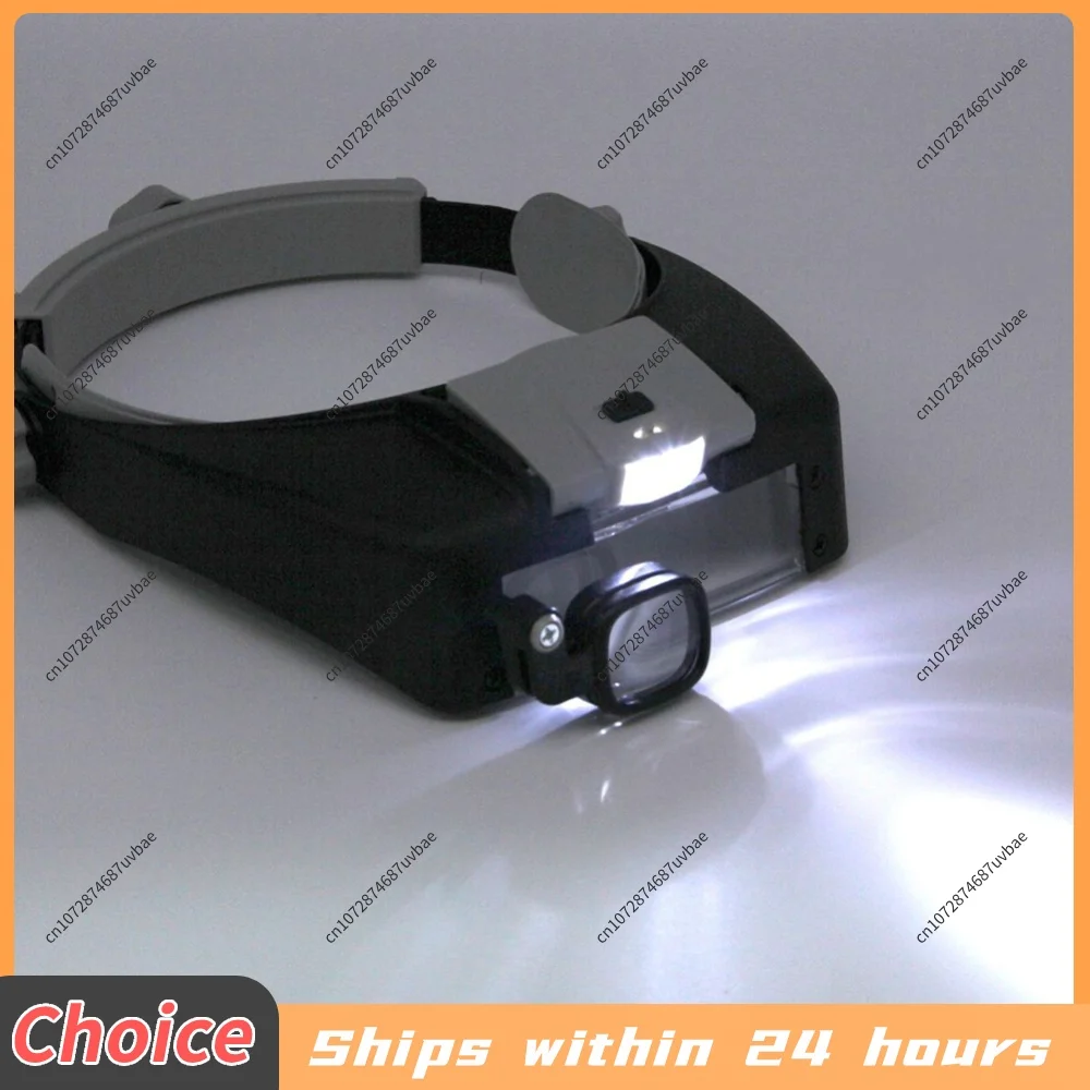 Head Mount Magnifier Glasses with 2 LED Light Hands Free Magnifier 1.5X 1.5X 6X 8X Loupe Lluminated Magnifier for Reading Repair