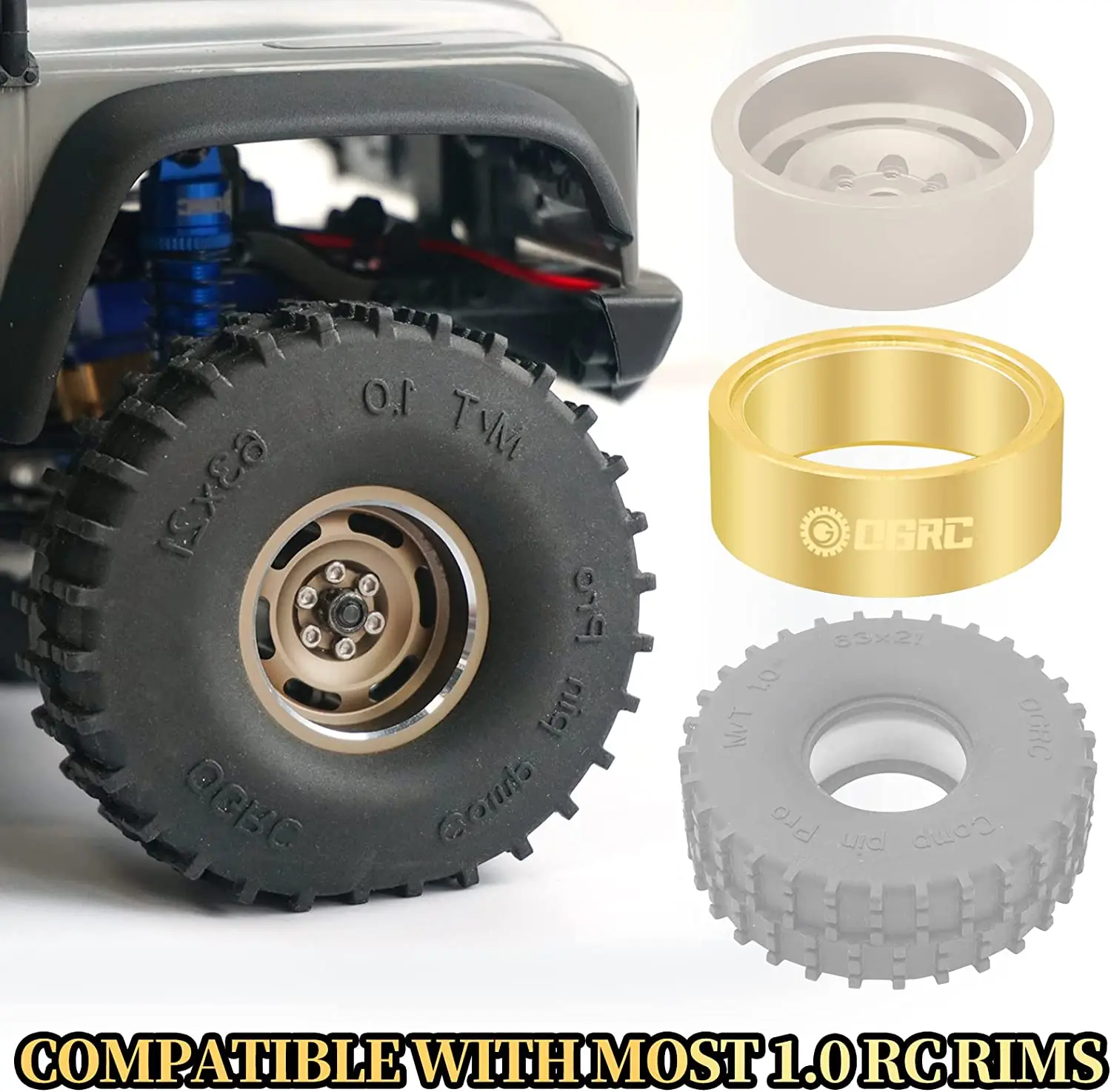 Brass Internal Beadlock Ring, Weighted Clamp Ring, RC Wheel Jantes, Fit para TRX4M, SCX24, 1/18, 1/24, RC Crawler Acessórios, 1.0 ", 92g