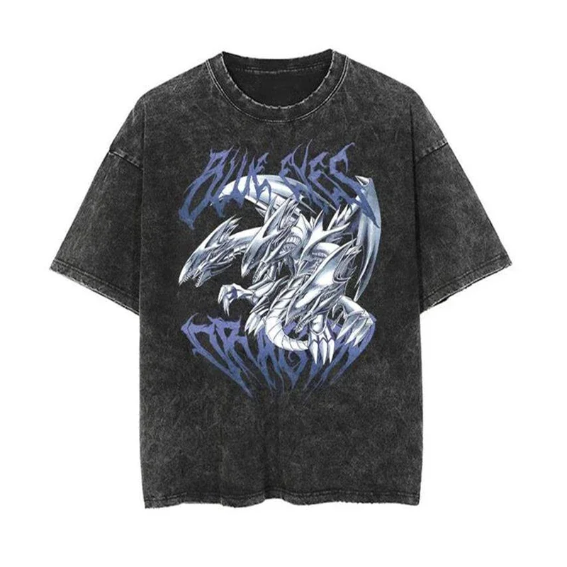 2025 Women Men Washed T Shirt Hip Hop Streetwear Japanese  Anime Yu Gi Oh Graphic Vintage T-Shirt Harajuku Short Sleeve Tee Tops