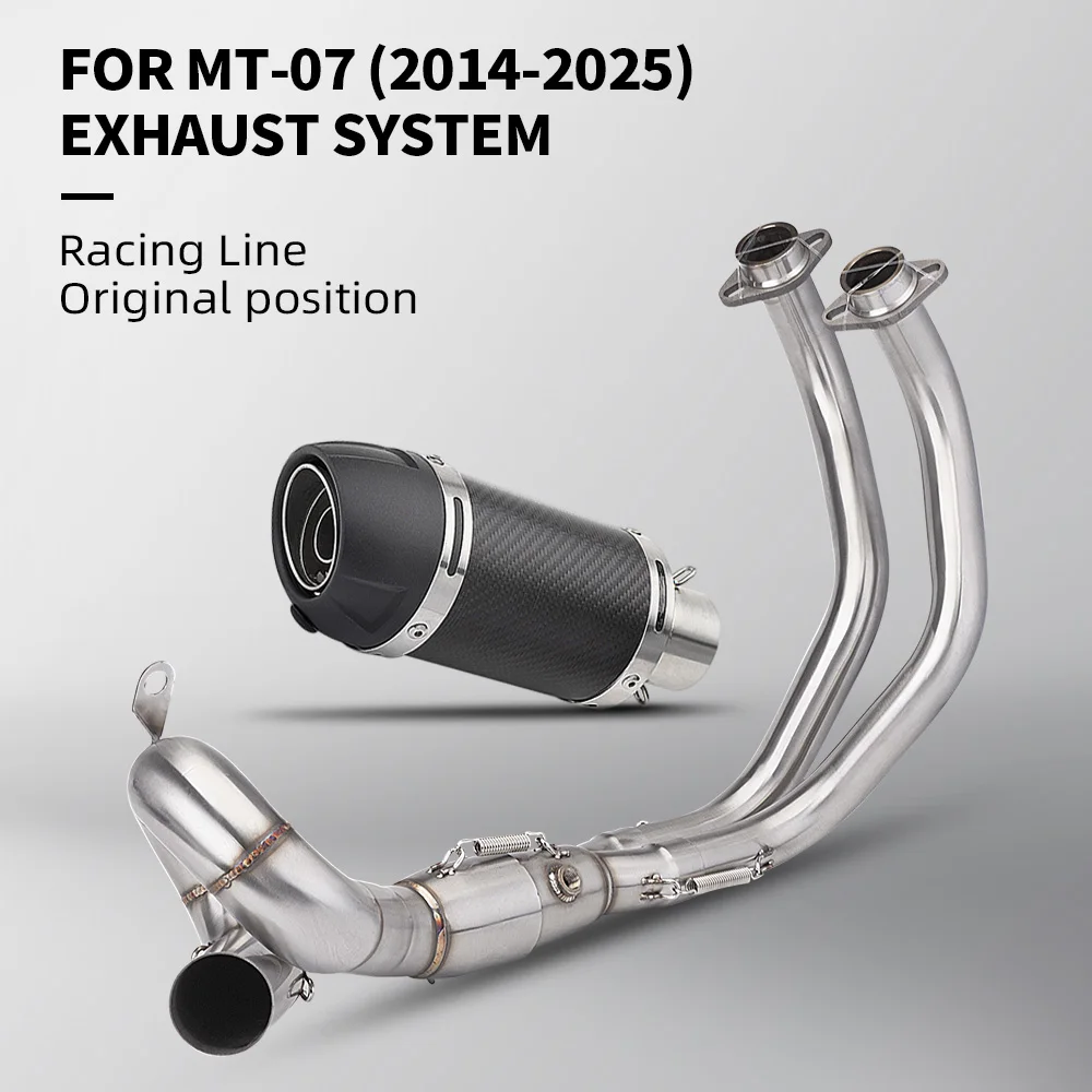 

For MT07 MT-07 FZ07 full Motorcycle Exhaust System Escape Modified Slip On Front Tube Link Pipe Close 51 MM exhaust