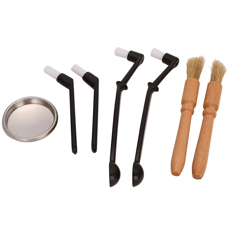 

Coffee Machine Brush With Spoon&58Mm Stainless Steel Back Flush Insert Metal Blind Filter&Wood Coffee Cleaning Brush