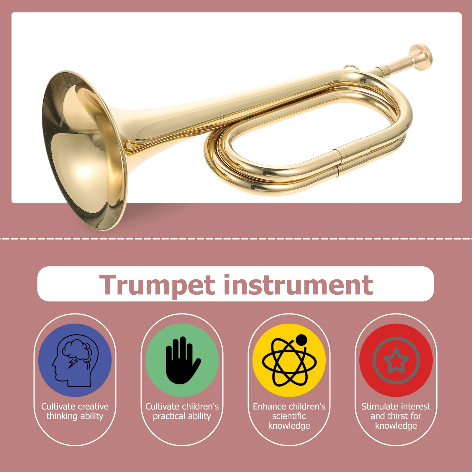 

Copper Trumpet Bugle Lightweight Beginner Brass Instrument Golden Trumpet For School Band Military Orchestra