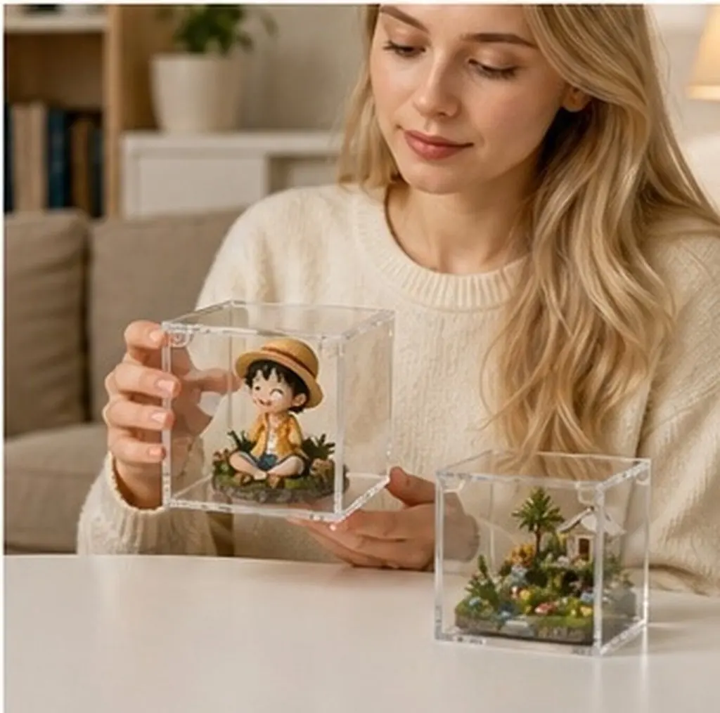 2Pcs Acrylic Clear Display Box Organizer Transparent Storage Case for Collectibles Handmade Models Action Figures Showcases