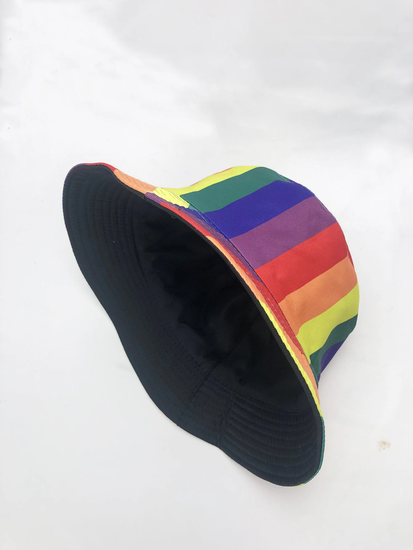 Rainbow striped fisherman hat, outdoor sun shading and sun protection bucket hat, versatile, new