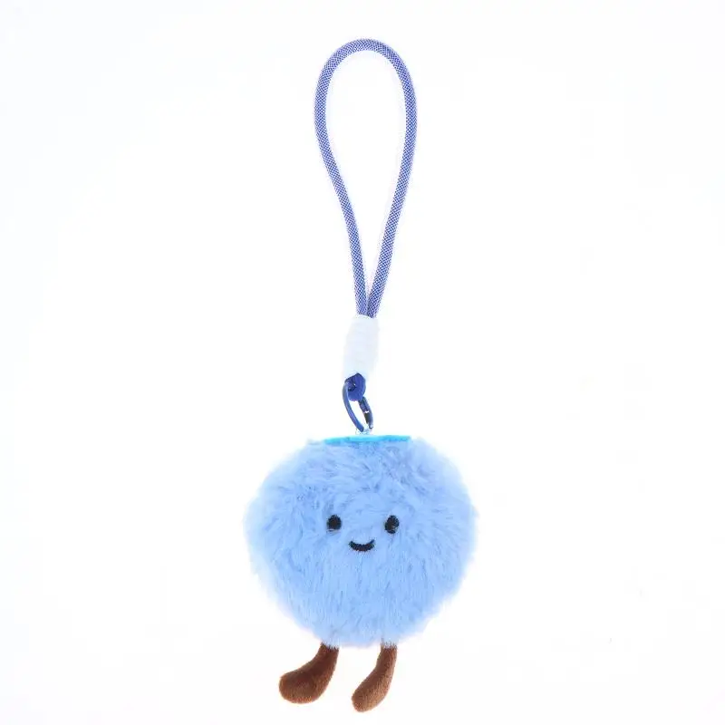 Non-shedding Fluffy Blueberry Plush Keychain Soft Stuffed Doll Pendant Hanging Charm for Phone Bag Key Daily Decor Gift
