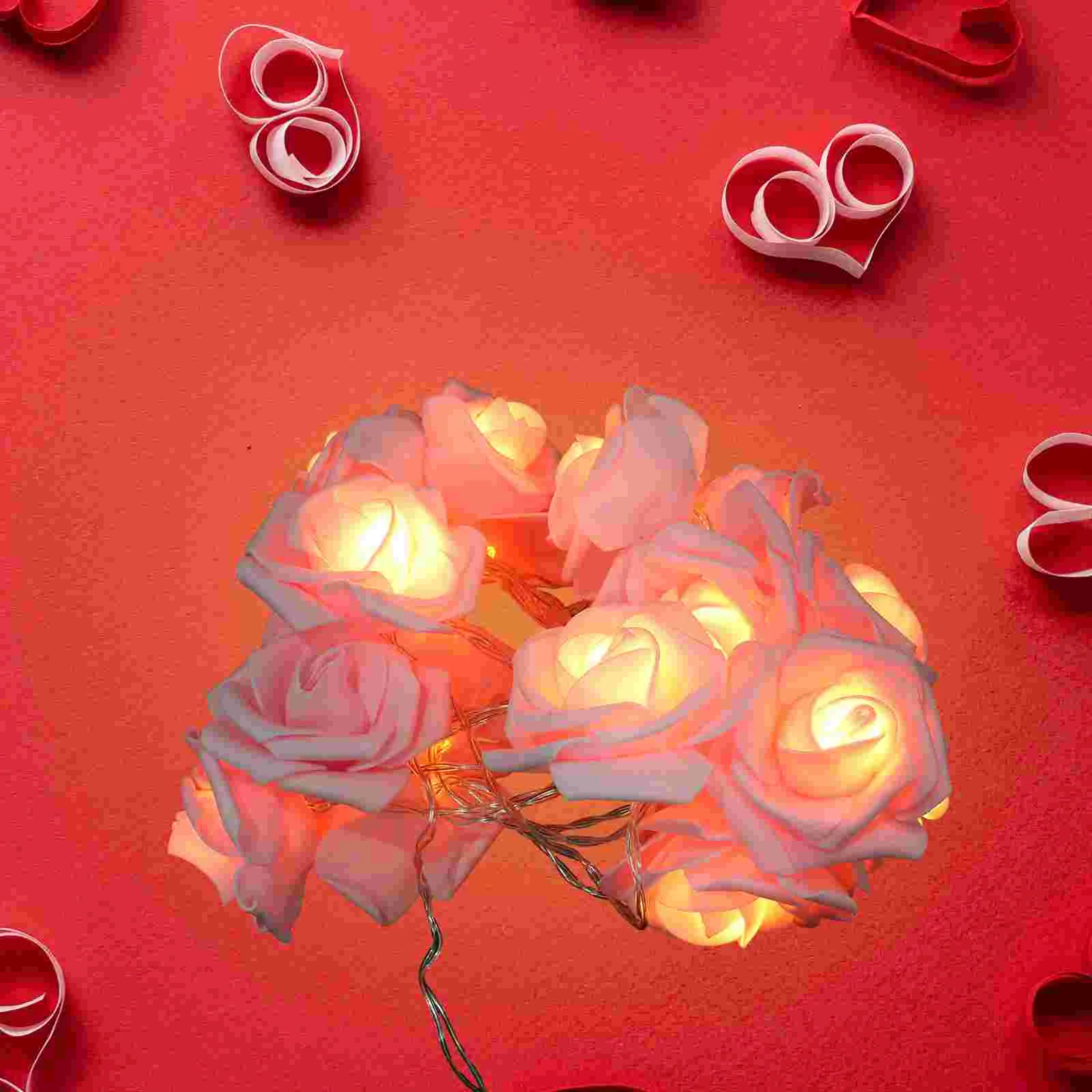 Valentines Day Rose String Light 20 LEDs Artificial Rose Garland Fairy Light Party Favor Flower String Light