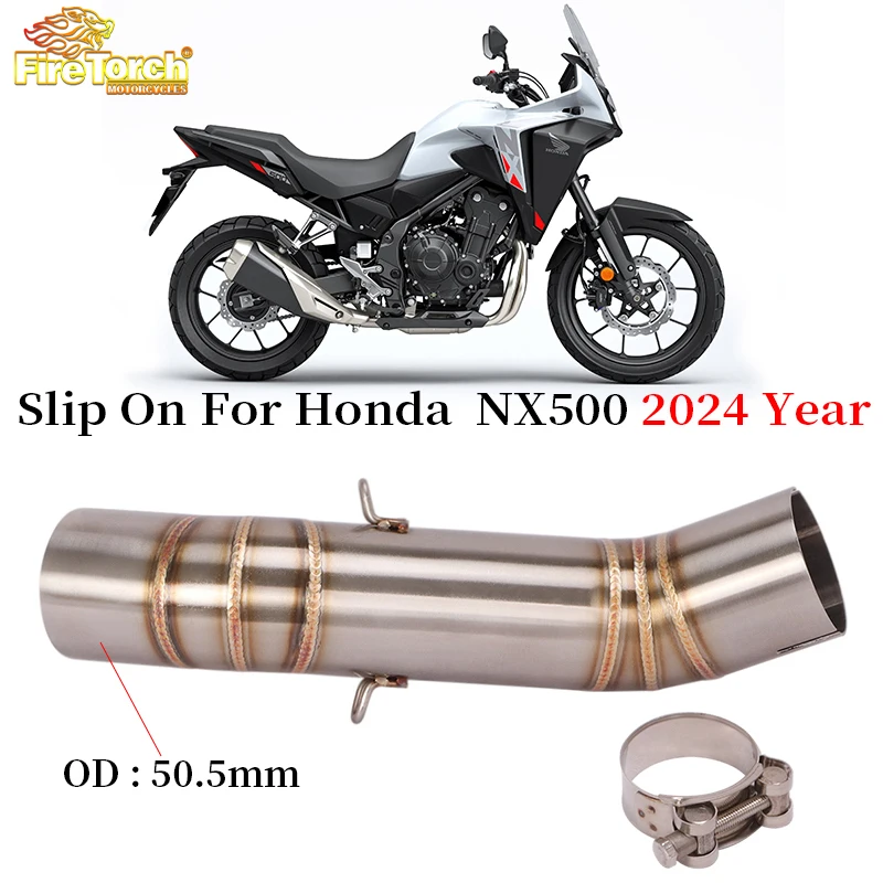 Slip On For HONDA NX500 NX 500 2024 Year Motorcycle Exhaust Escape Stainless Middle Link Pipe Connecting 51mm MOTOR Muffler Pipe