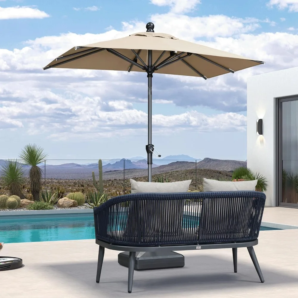 

Rectangular Patio Umbrellas Outdoor Table Umbrella Aluminum Frame Market Umbrellas Sun Umbrella with 8 Sturdy Ribs Tilt