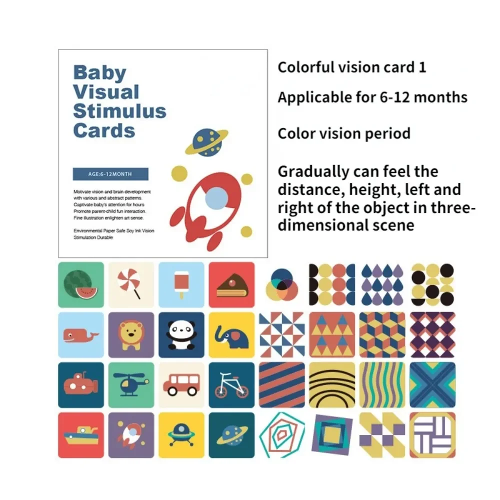 Montessori Toys Baby Visual Stimulation Cards Black and White High Contrast Flash Cards Learning Educational Toys for Children