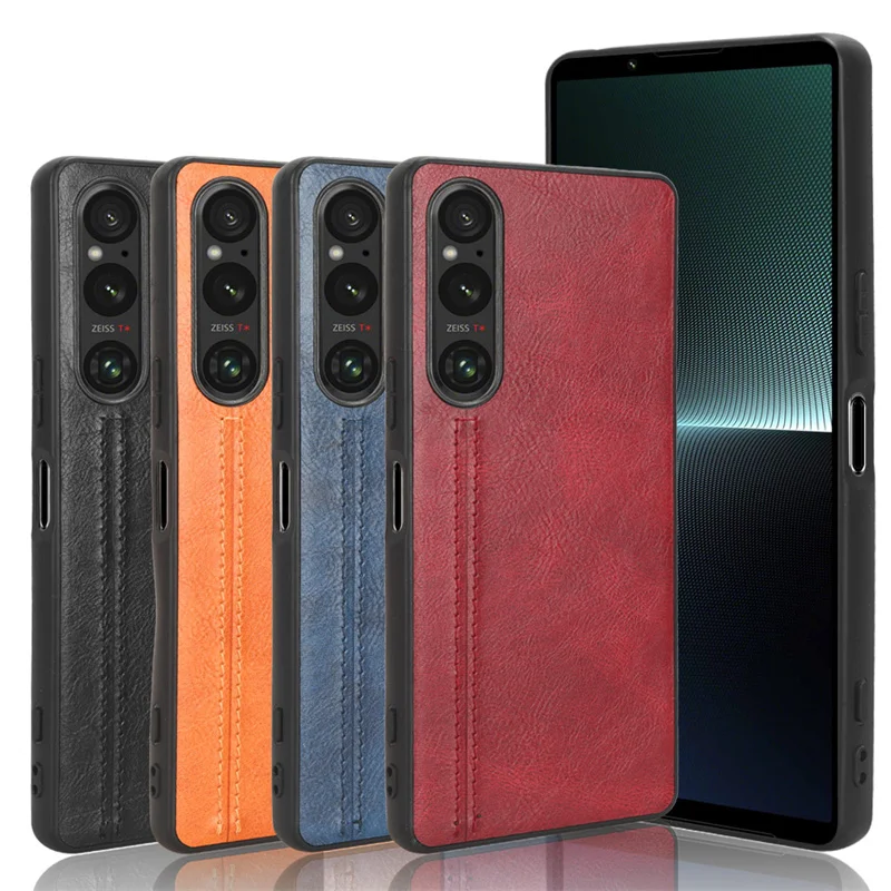 For Sony Xperia 1 V Case Suture Soft Edge PU Leather Hard Phone Cover For Sony Xperia 10 V 1V 10V Case